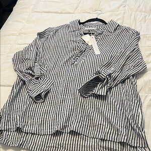 Jane and Delancey Black and White Striped Blouse